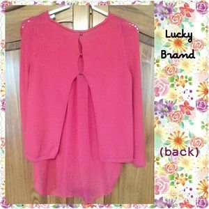 Lucky Brand Hi/Lo Red Sweather XS